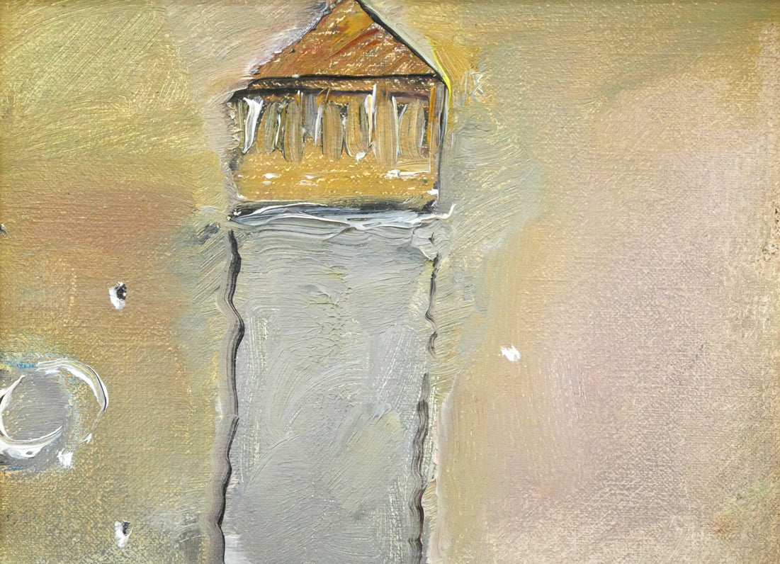 織田広喜「燈台と少女」油絵・F0号 拡大画像1