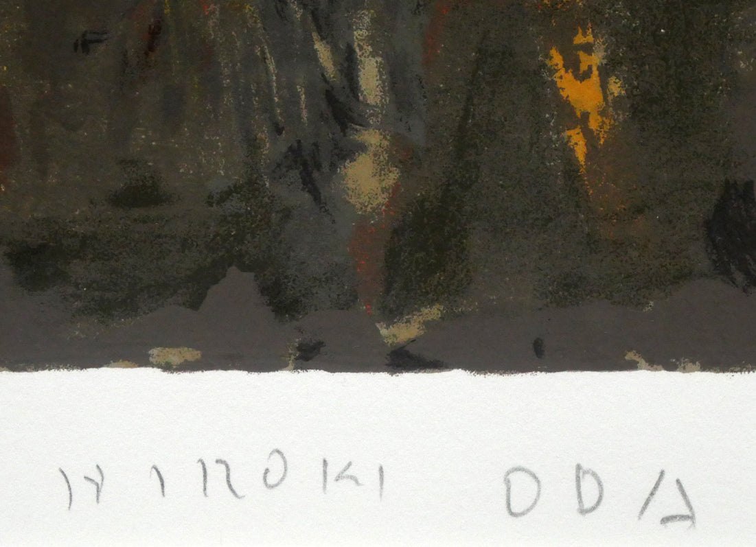 織田広喜「キャフェレストラン風景」リトグラフ 本人直筆鉛筆サイン