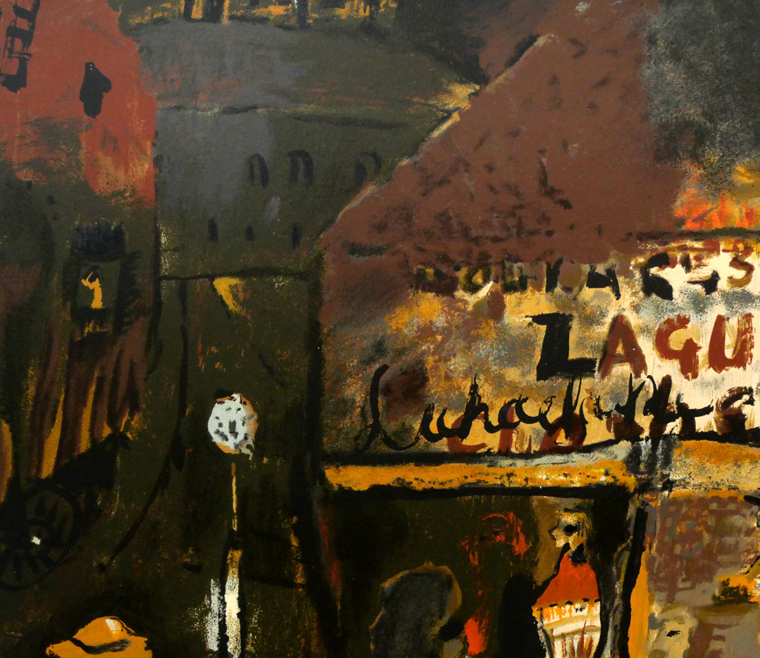 織田広喜「キャフェレストラン風景」リトグラフ 拡大画像1