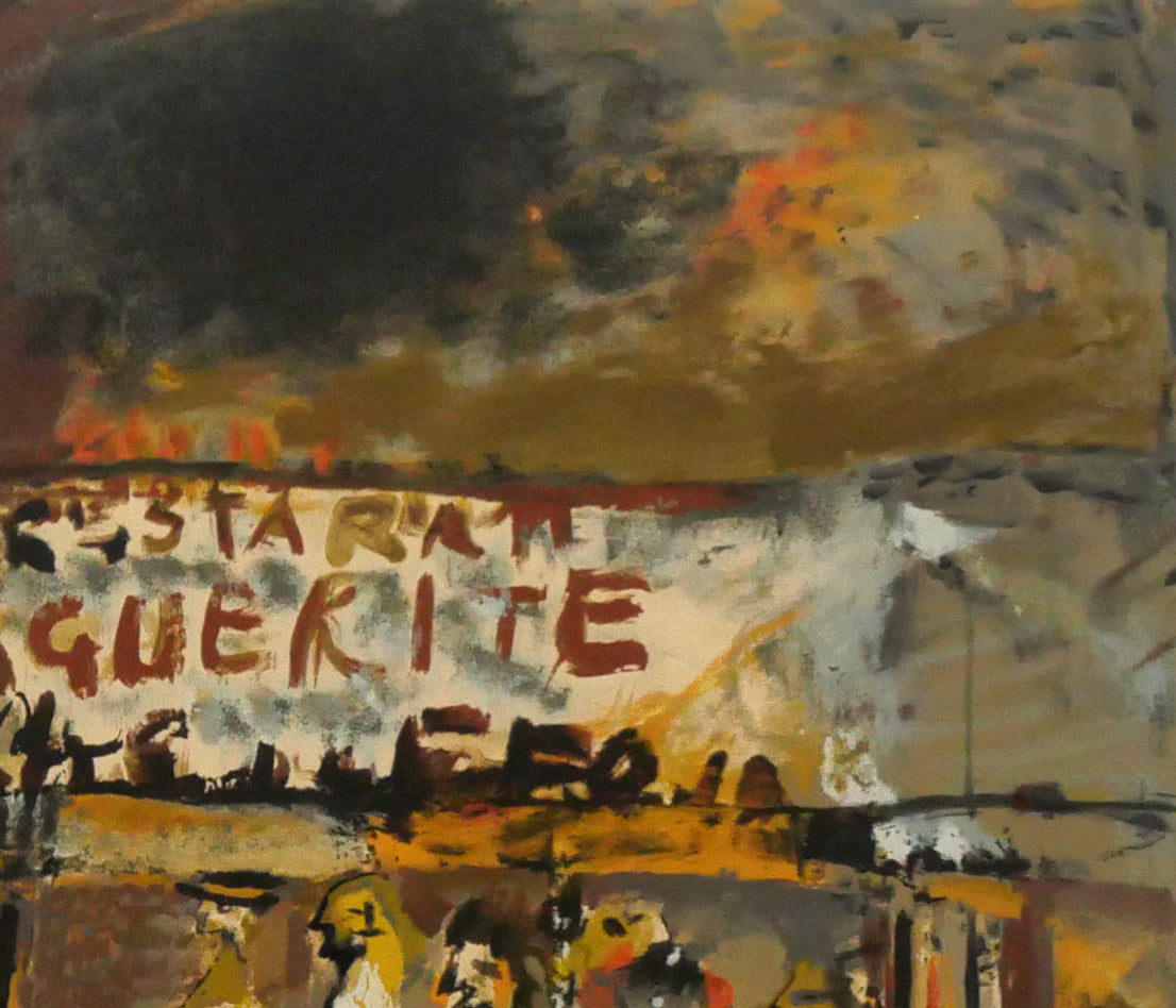 織田広喜「キャフェレストラン風景」リトグラフ 拡大画像2