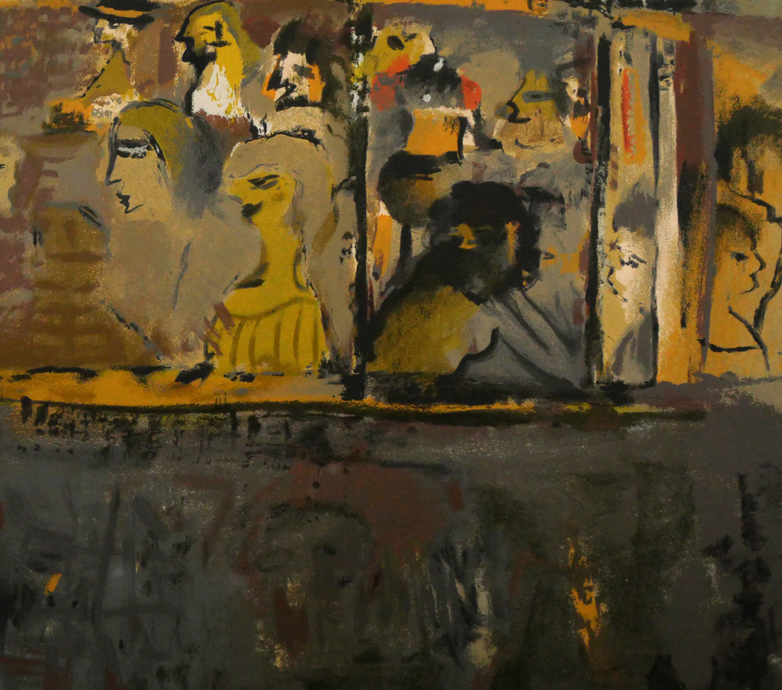 織田広喜「キャフェレストラン風景」リトグラフ 拡大画像4