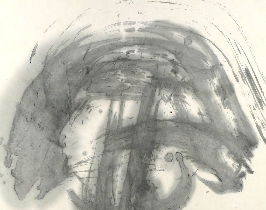 小川東洲「風」肉筆書額装・12号 拡大画像1