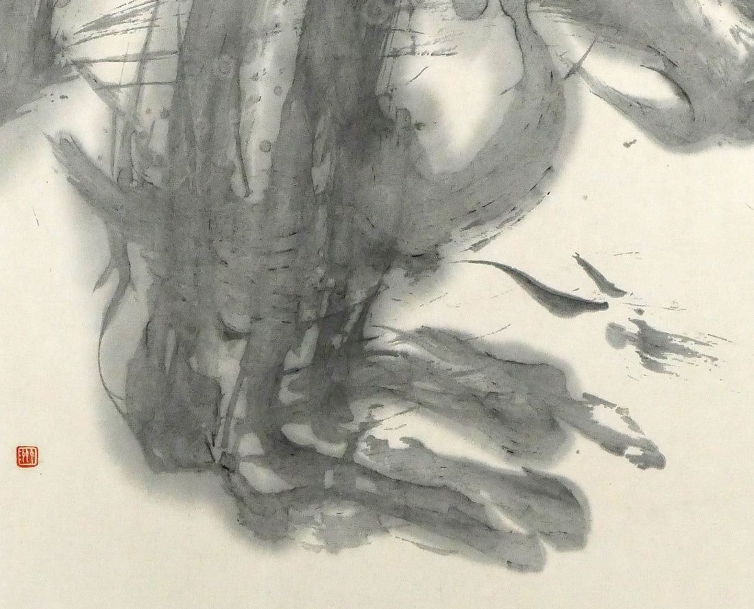 小川東洲「風」肉筆書額装・12号 拡大画像2