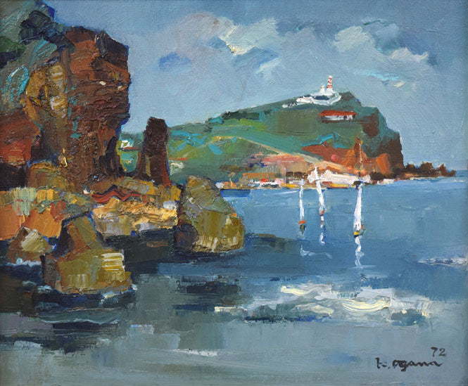 小川清「小樽祝津風景」油絵・F8号 作品全体拡大画像