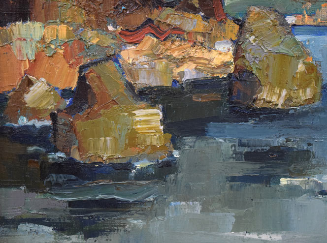 小川清「小樽祝津風景」油絵・F8号 拡大画像3