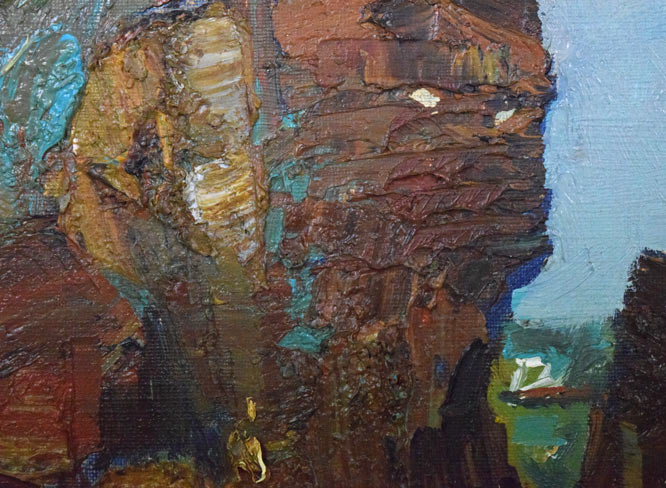 小川清「小樽祝津風景」油絵・F8号 拡大画像5