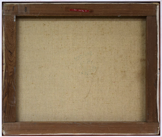 小川清「風景画(小樽祝津風景)」油絵・F8号 キャンバス裏側画像