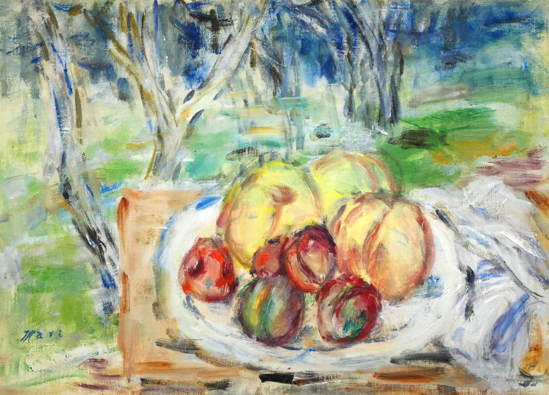 小川マリ「もも」油絵・F4号 作品全体画像