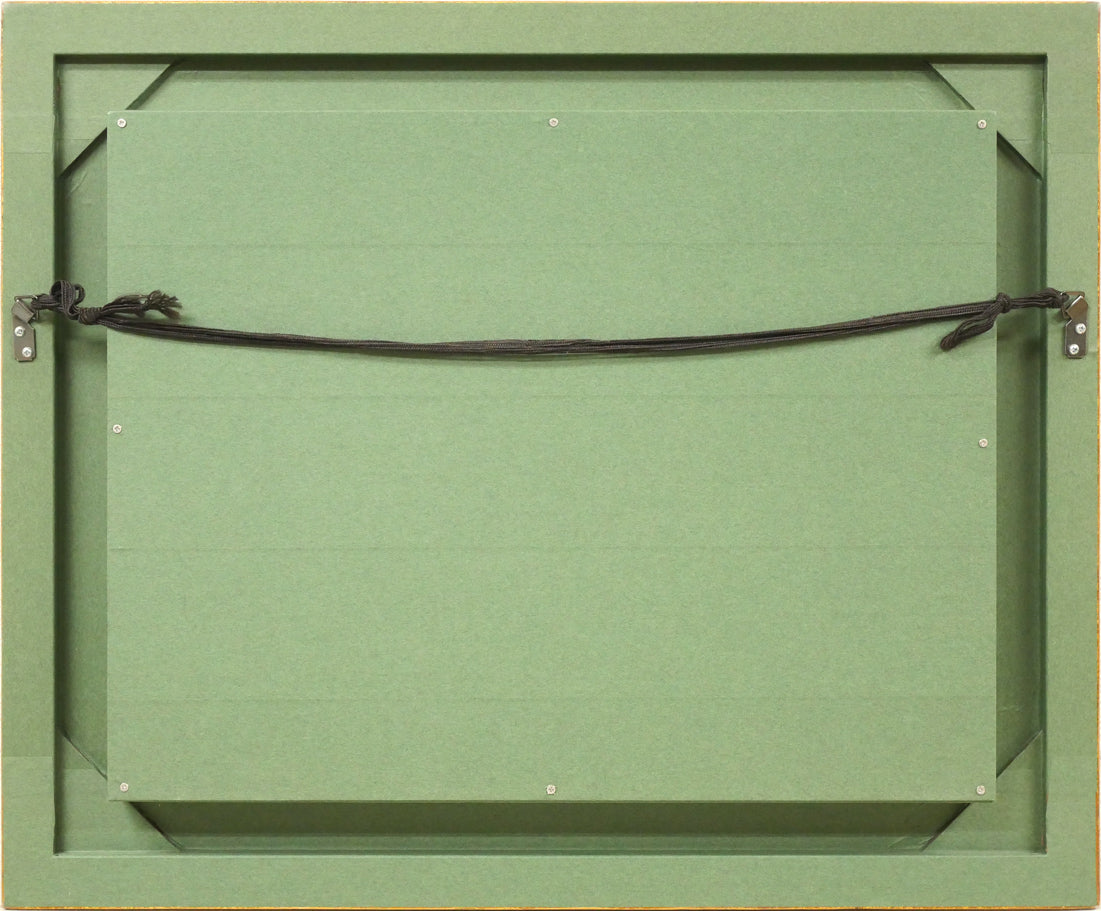 小川マリ「もも」油絵・F4号 額縁裏側画像