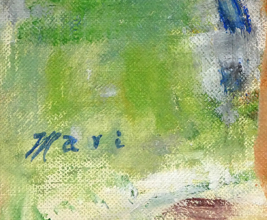 小川マリ「もも」油絵・F4号 サイン拡大画像