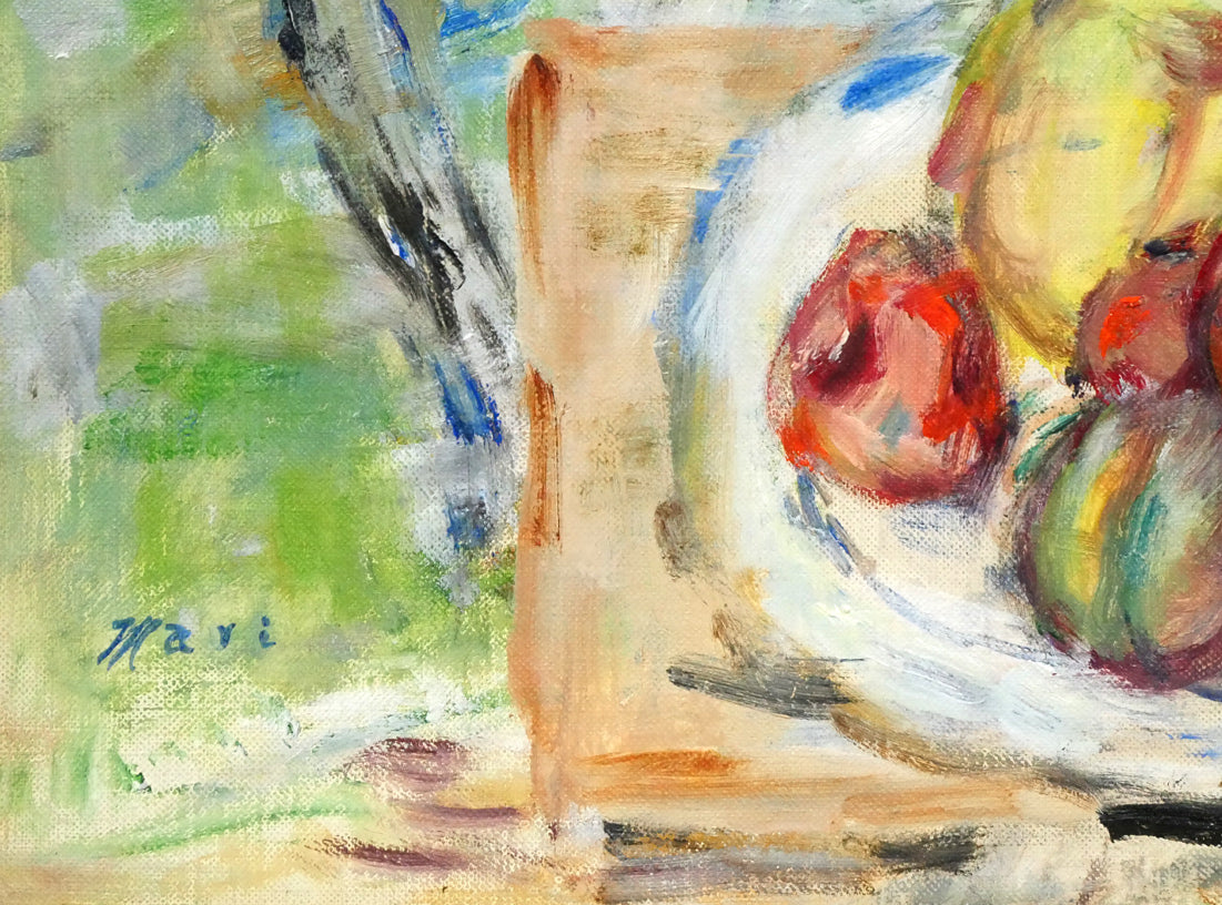 小川マリ「もも」油絵・F4号 拡大画像3