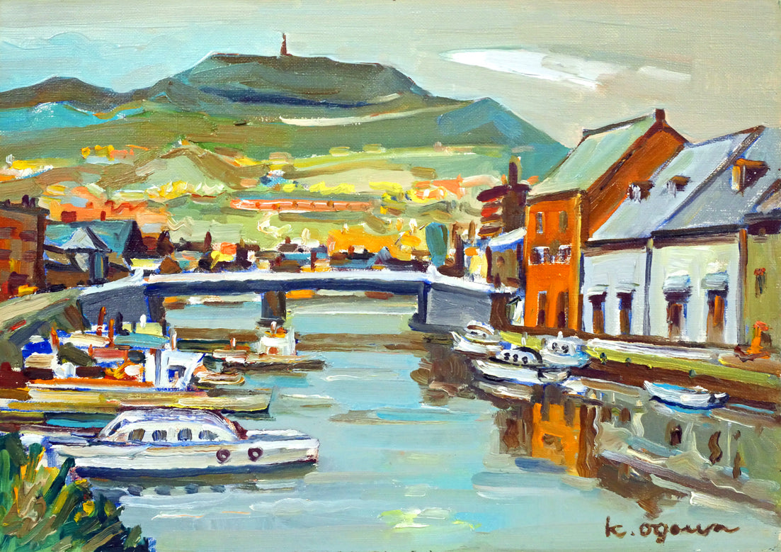 小川清「小樽運河」油絵・F4号 作品全体画像