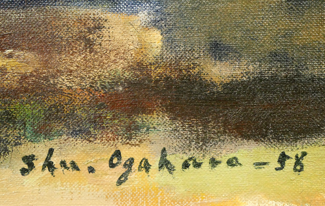 小川原脩「風景(羊蹄山)」油絵・P10号 サイン、年記(1958年作)拡大画像