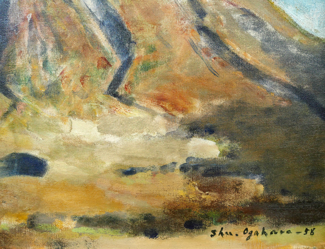 小川原脩「風景(羊蹄山)」油絵・P10号 拡大画像4