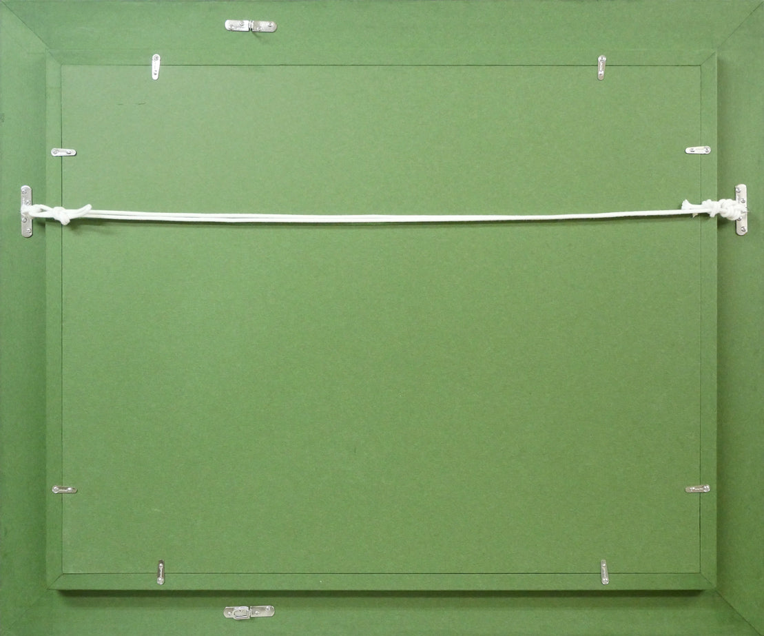 小川原脩「風景(羊蹄山)」油絵・P10号 額縁裏側画像