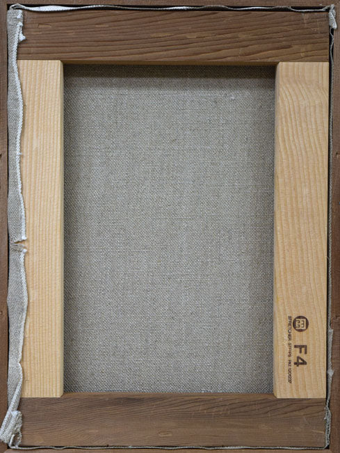 小川原脩「孤峰(羊蹄山)」油絵・F4号 キャンバス裏側画像