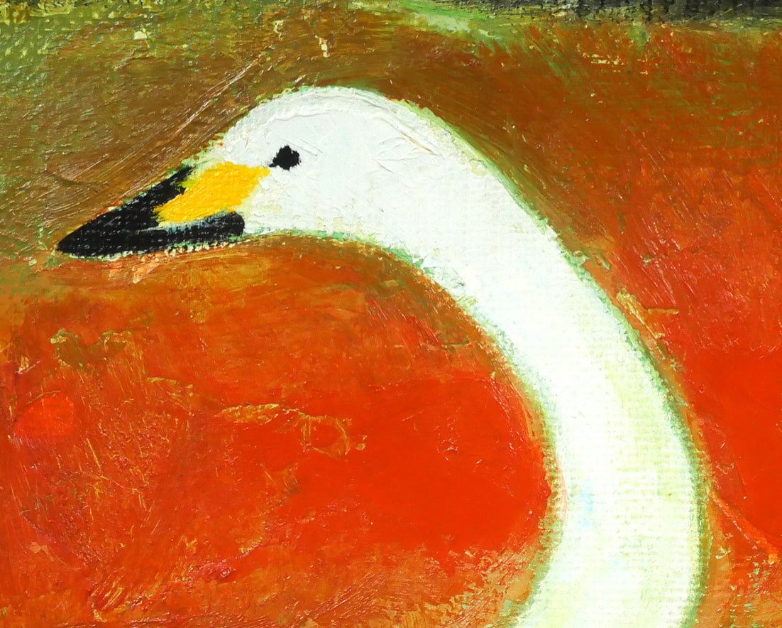 小川原脩「大白鳥」油絵・F4号 拡大画像2