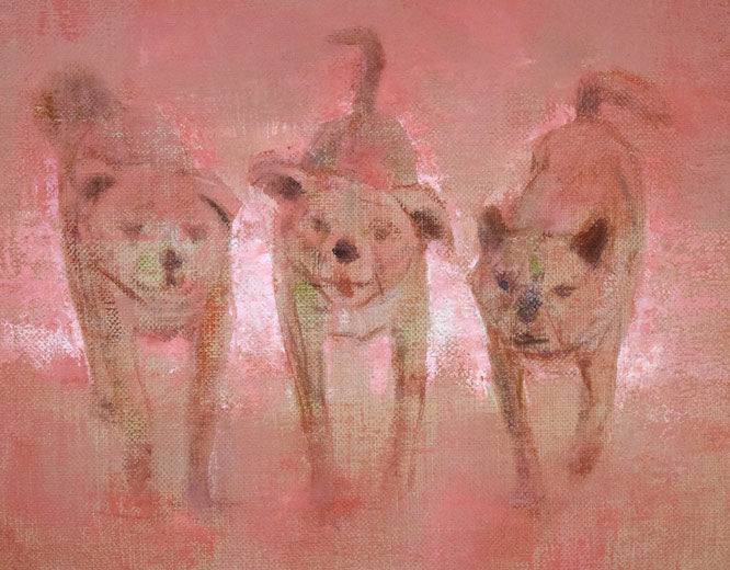 小川原脩「トドワラの犬」油絵・P8号 拡大画像2