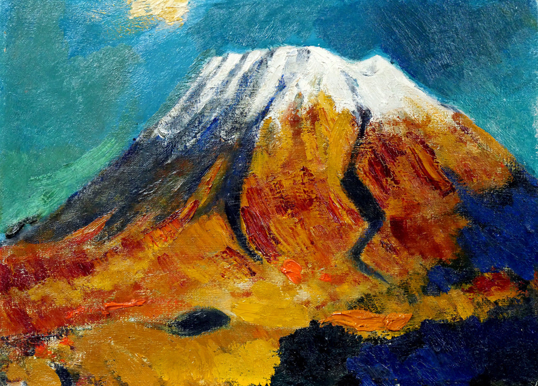 小川原脩「羊蹄山」油絵・F4号 作品全体画像