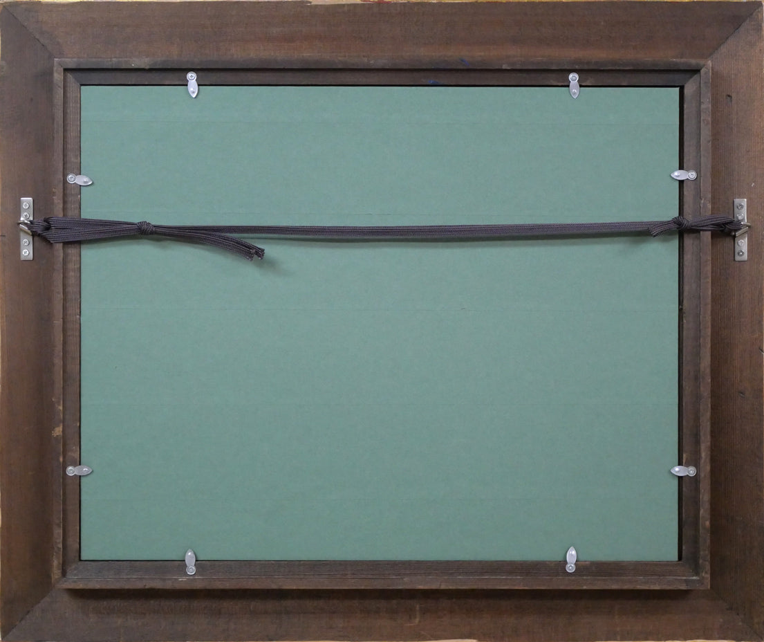 小川原脩「羊蹄山」油絵・F6号 額縁裏側画像