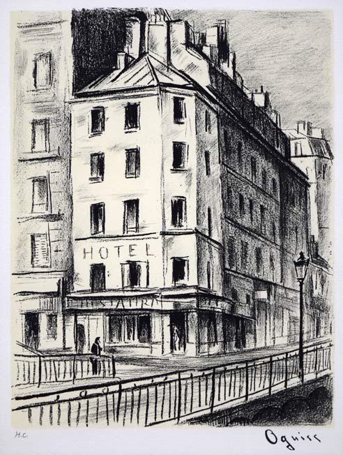 荻須高徳「ラ グランジュ オー・ベル通り(パリ)」リトグラフ 作品全体拡大画像