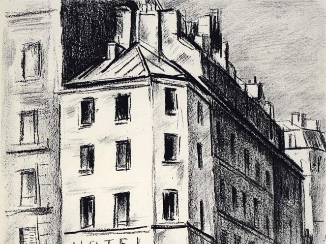 荻須高徳「ラ グランジュ オー・ベル通り(パリ)」リトグラフ 拡大画像1