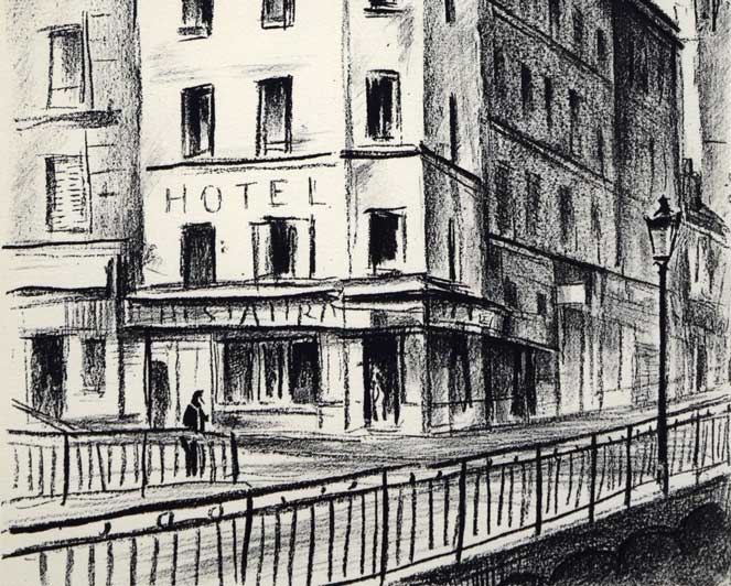 荻須高徳「ラ グランジュ オー・ベル通り(パリ)」リトグラフ 拡大画像2