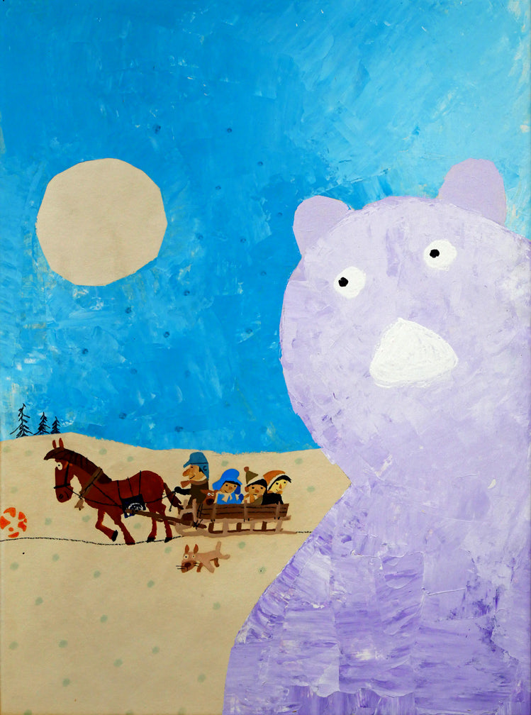 おおば比呂司「馬橇のある風景」アクリル画・5号 作品全体画像