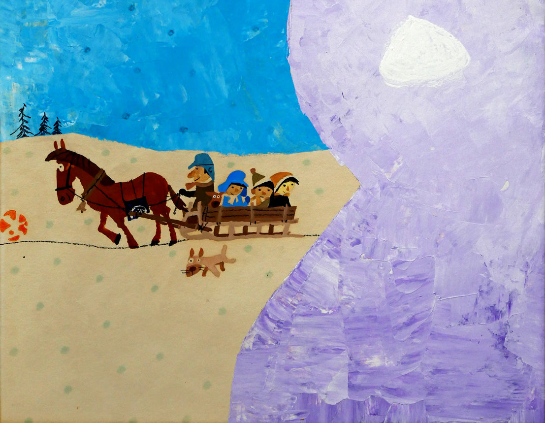 おおば比呂司「馬橇のある風景」アクリル画・5号 拡大画像3