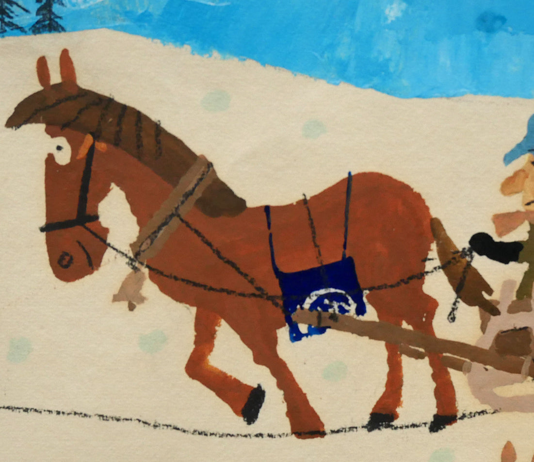 おおば比呂司「馬橇のある風景」アクリル画・5号 拡大画像4