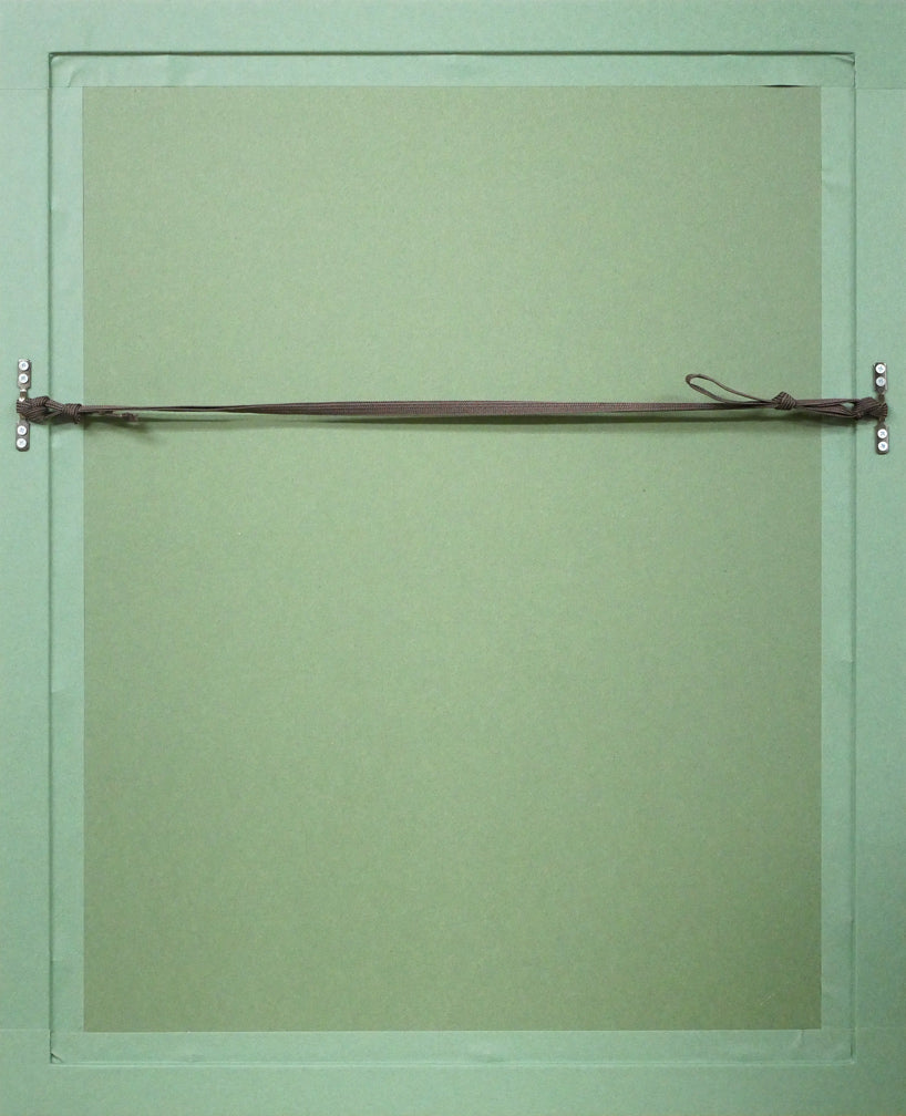 おおば比呂司「馬橇のある風景」アクリル画・5号 額縁裏側画像