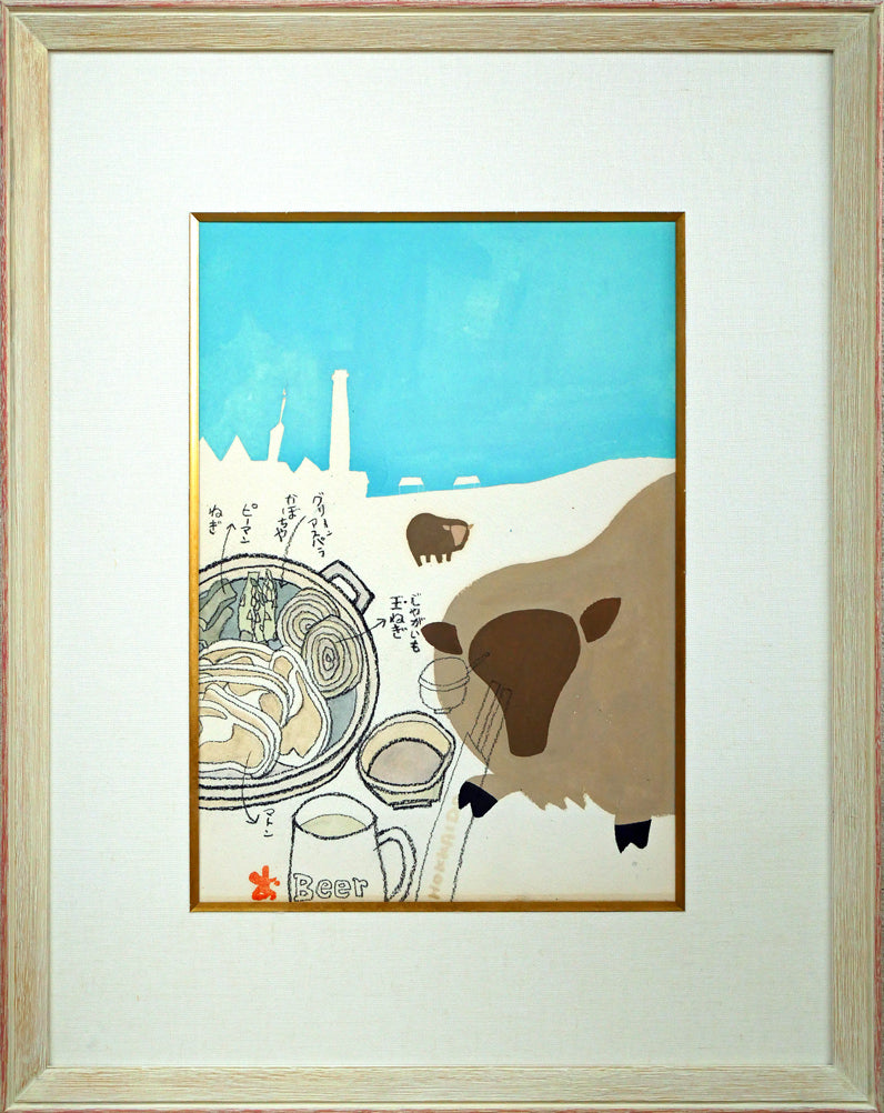 おおば比呂司「サッポロビール園(味のある旅)」水彩画・5号