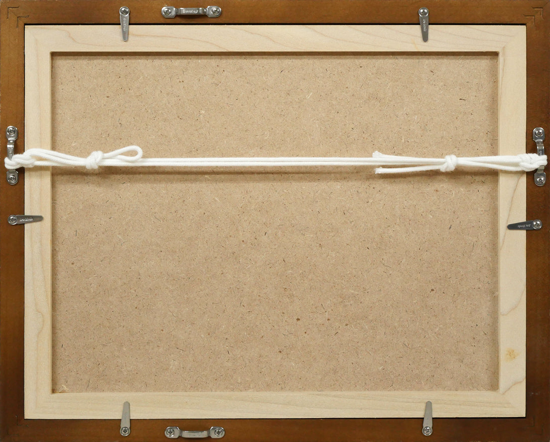 大本靖「秋の道庁B」木版画 額縁裏側画像