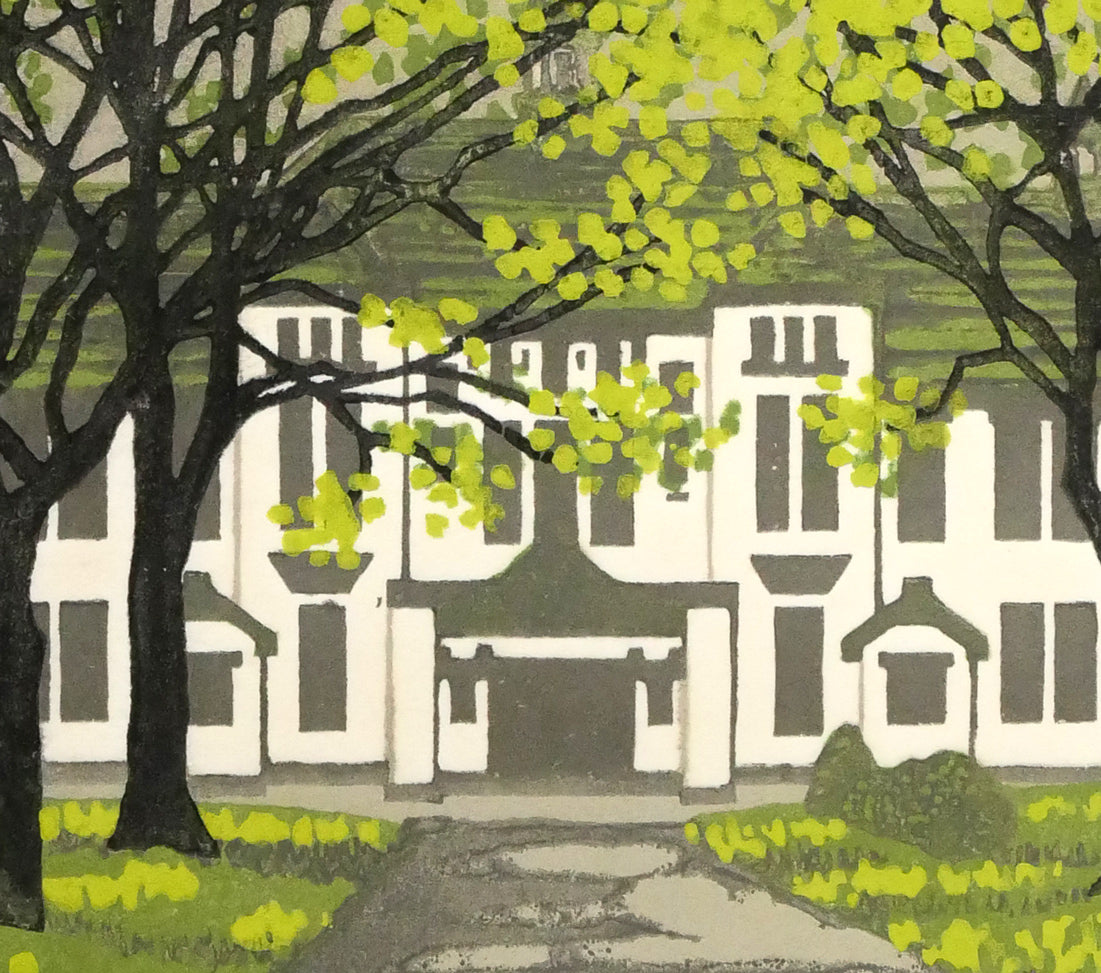 大本靖「早春の北大構内」木版画 拡大画像4