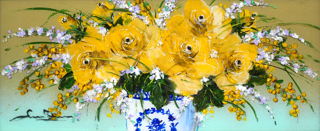 大野剛正「ほのかな香り(黄色い花)」アクラス画(油彩)・5号 作品全体画像