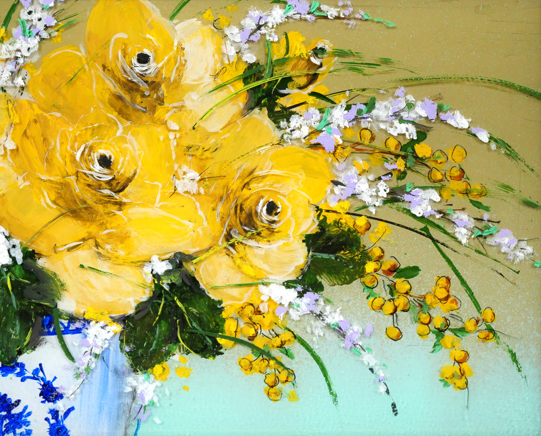 大野剛正「ほのかな香り(黄色い花)」アクラス画(油彩)・5号 拡大画像2