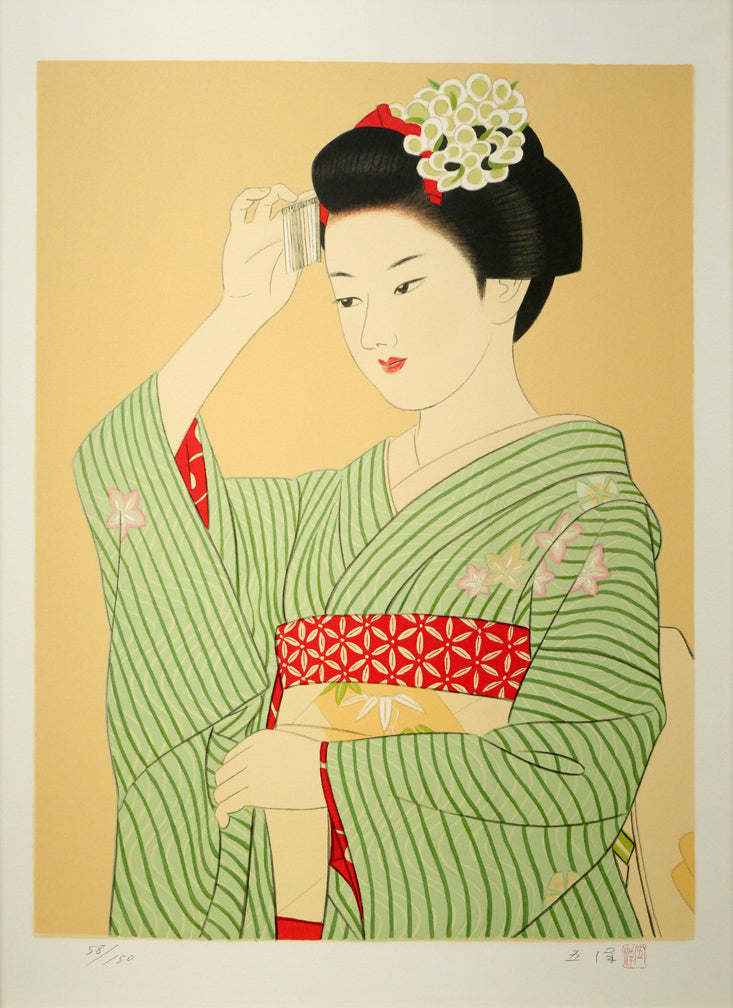 大竹五洋「かんざし」リトグラフ 作品全体画像