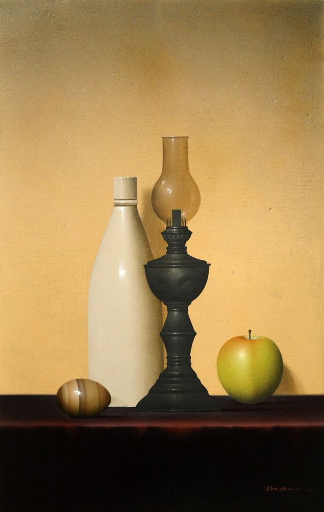 大竹山規「ランプの静物」油絵・M10号 作品全体画像