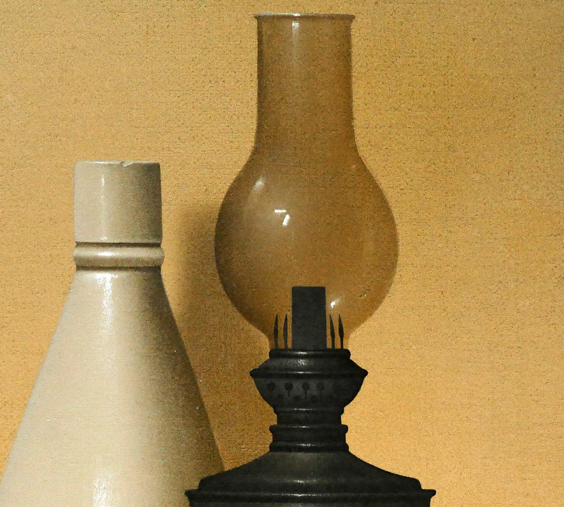 大竹山規「ランプの静物」油絵・M10号 拡大画像3