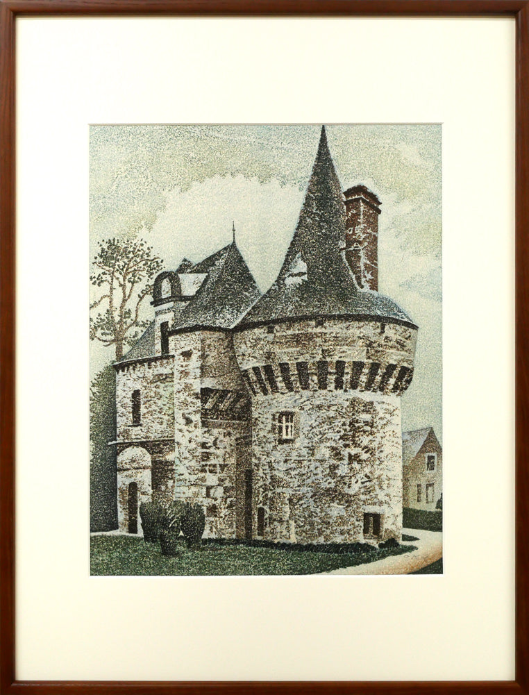 岡鹿之助「古城」木版画