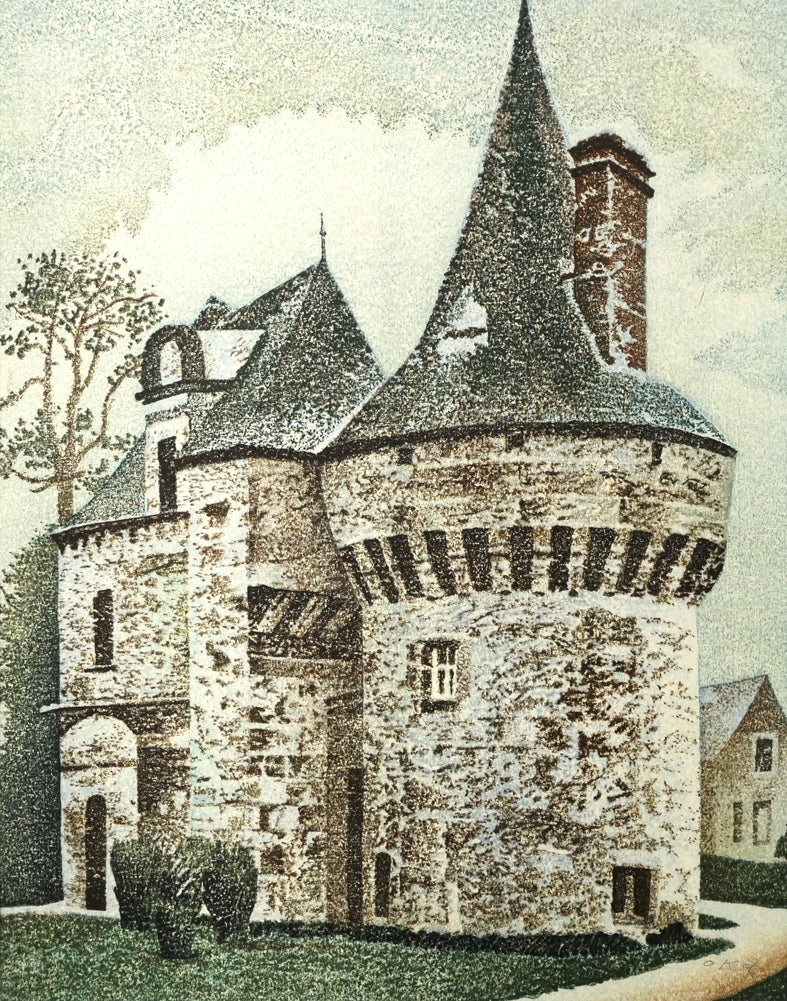 岡鹿之助「古城」木版画 作品全体画像