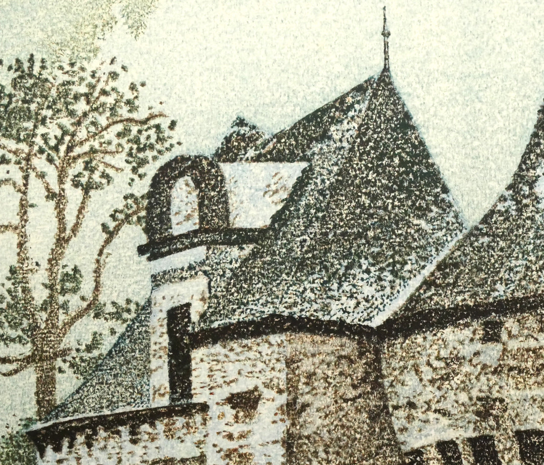 岡鹿之助「古城」木版画 拡大画像2