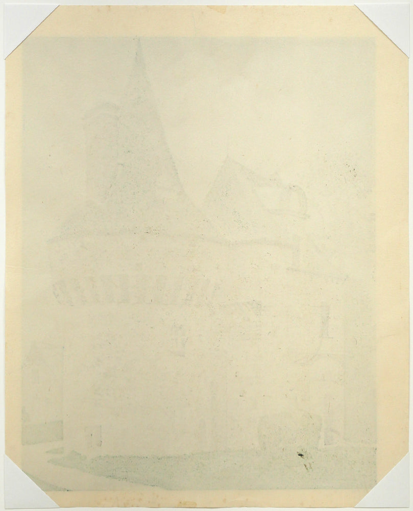 岡鹿之助「古城」木版画 作品シート裏側画像