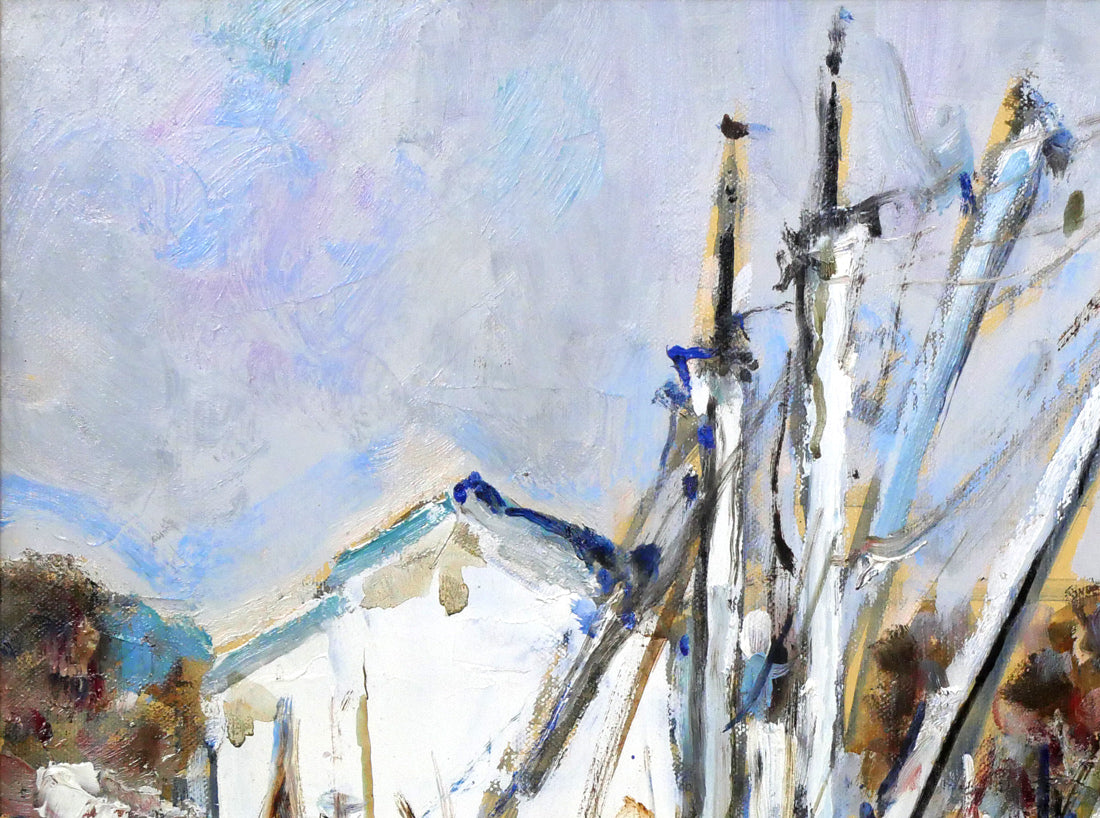 岡本肇「網走港(北海道)」油絵・F6号 拡大画像1