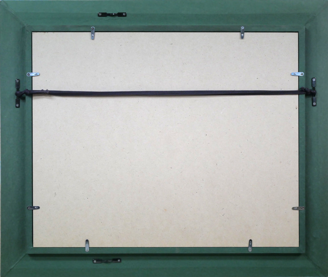 岡本肇「網走港(北海道)」油絵・F6号 額縁裏側画像