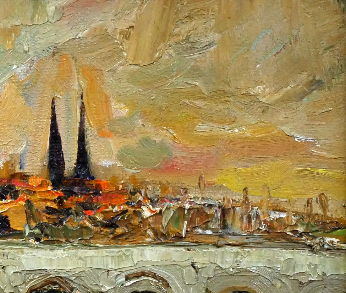 岡本肇「ボルドー風景(フランス)」油絵・F3号 拡大画像2