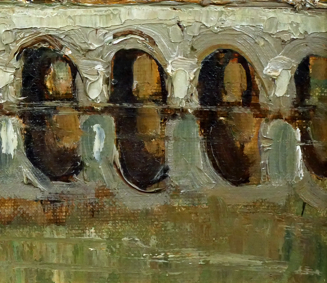 岡本肇「ボルドー風景(フランス)」油絵・F3号 拡大画像4