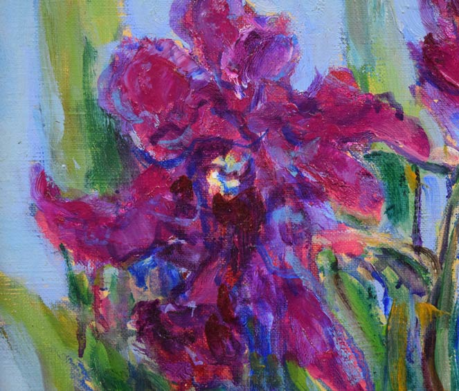 岡本肇「カトレア」油絵・F4号 拡大画像1