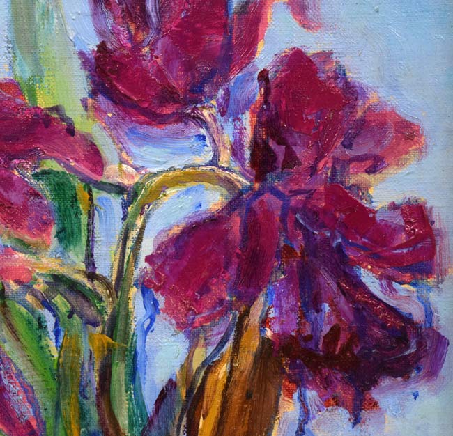 岡本肇「カトレア」油絵・F4号 拡大画像2