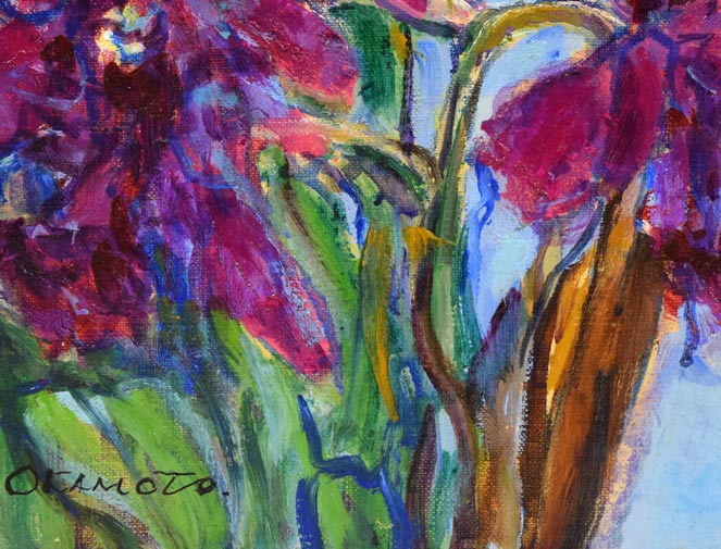 岡本肇「カトレア」油絵・F4号 拡大画像3